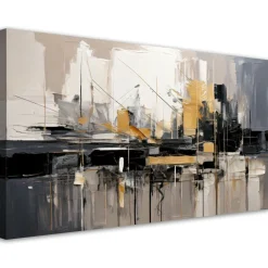 Feeby Obraz, Miasto Abstrakcja Złoty 80x40