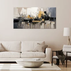 Feeby Obraz, Miasto Abstrakcja Złoty 80x40