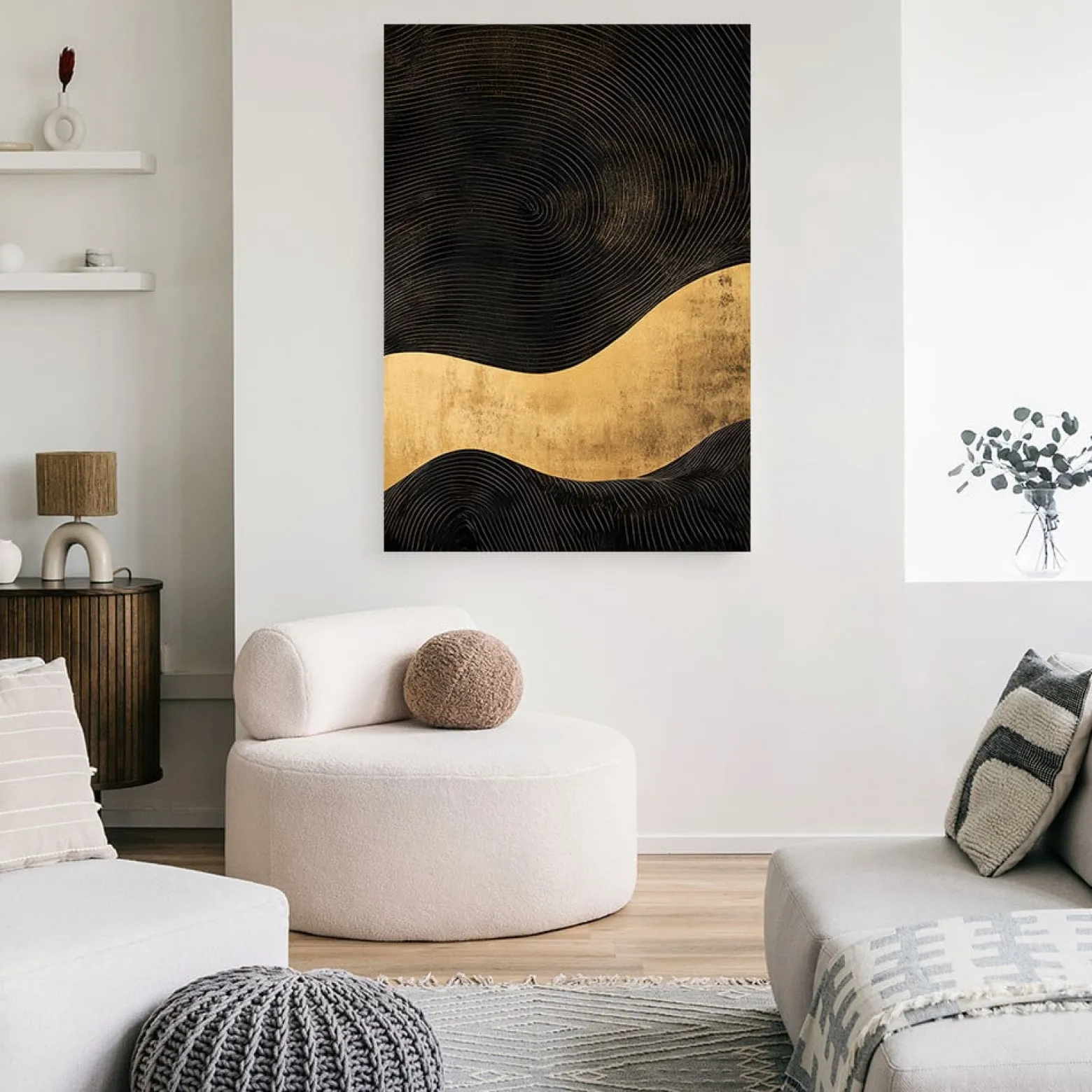 Feeby Obraz na płótnie, Abstrakcja Złota Fala Glamour 40x60