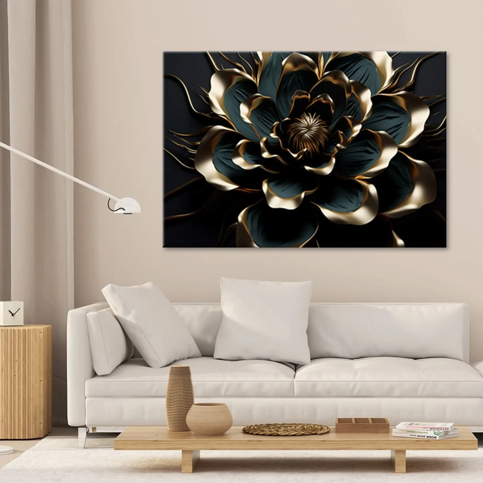Feeby Obraz na płótnie, 3D Kwiat lotosu abstrakcja AI 60x40