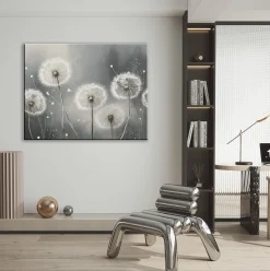 Feeby Obraz na płótnie, Dmuchawce w odcieniach szarości 60x40