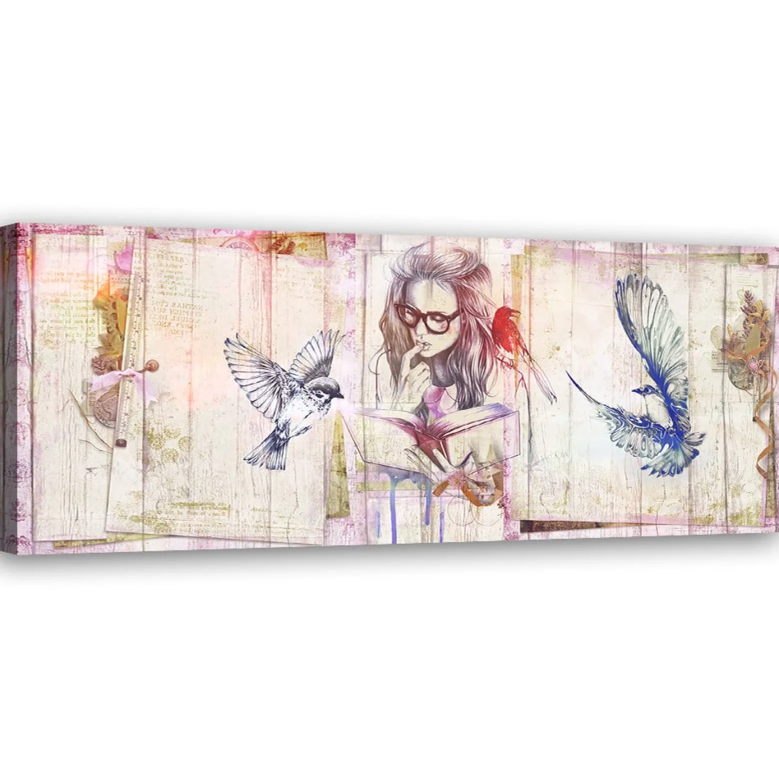 Feeby Obraz na płótnie, Dziewczyna z książką 90x30