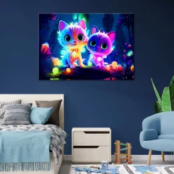 Feeby Obraz na płótnie, Kolorowe koty neon 60x40