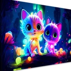 Feeby Obraz na płótnie, Kolorowe koty neon 60x40