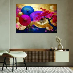 Feeby Obraz na płótnie, Kolorowe Wachlarze Japońskie 60x40