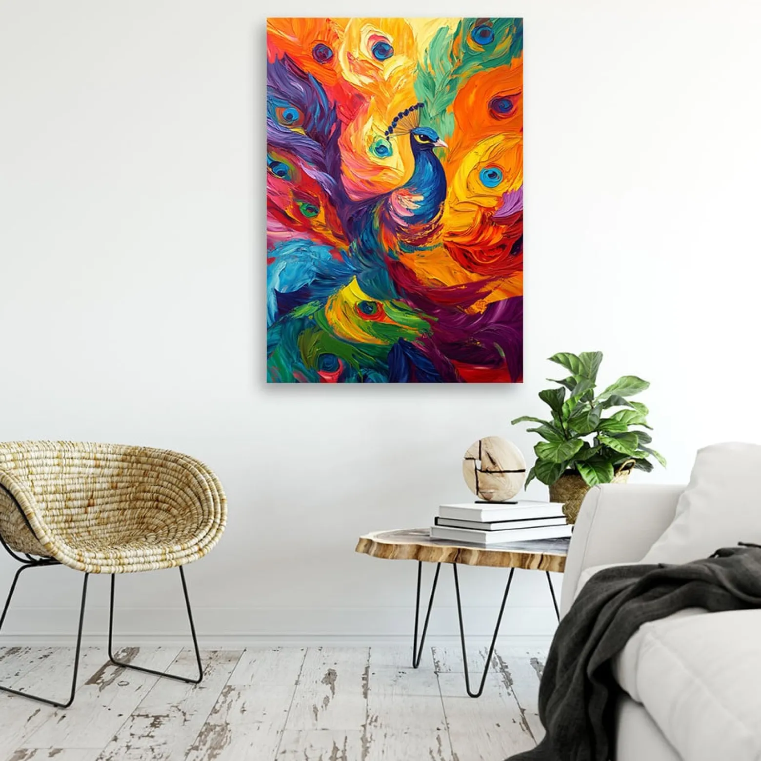 Feeby Obraz na płótnie, Kolorowy Paw Abstrakcja Nowoczesna 80x120