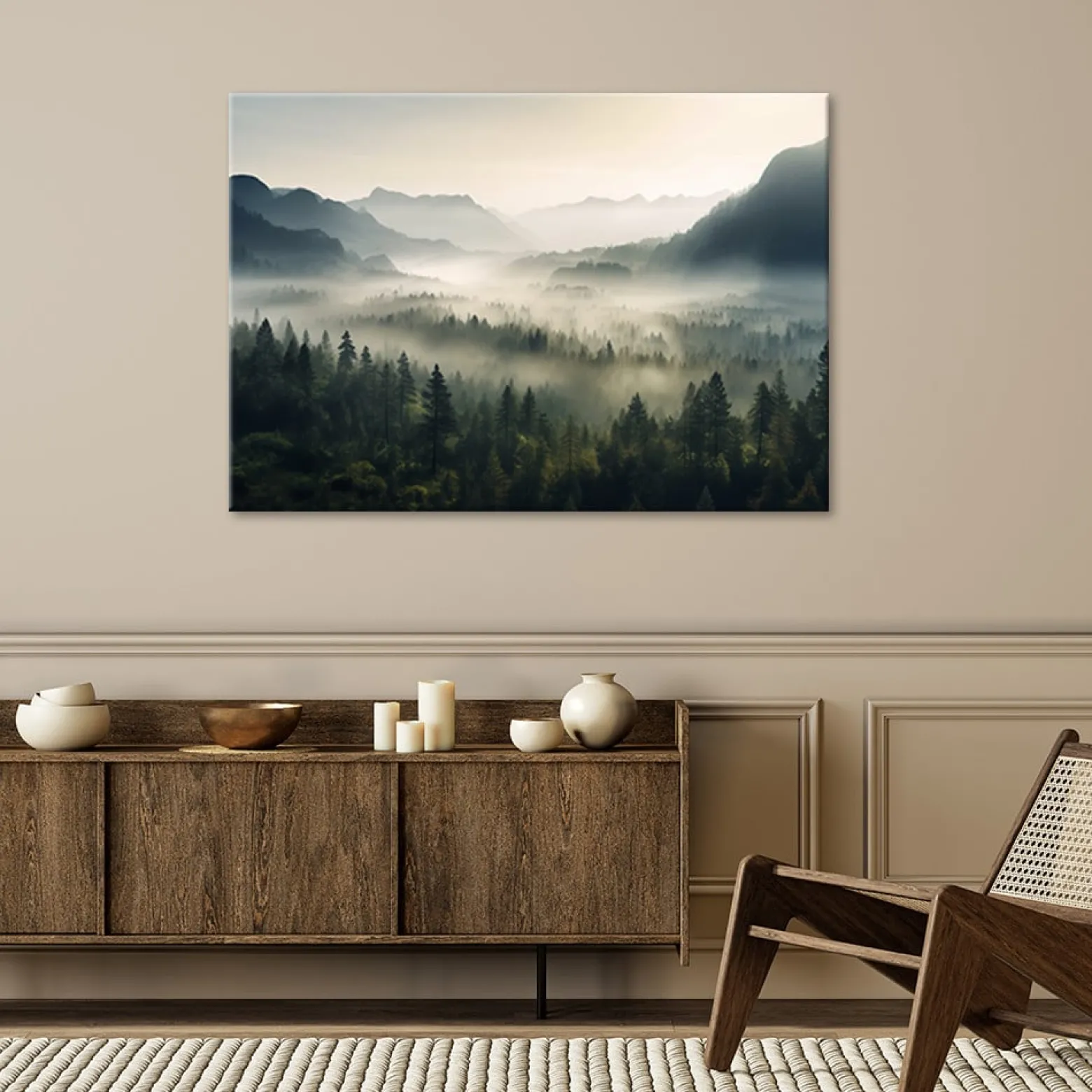 Feeby Obraz na płótnie, Krajobraz górski we mgle 60x40