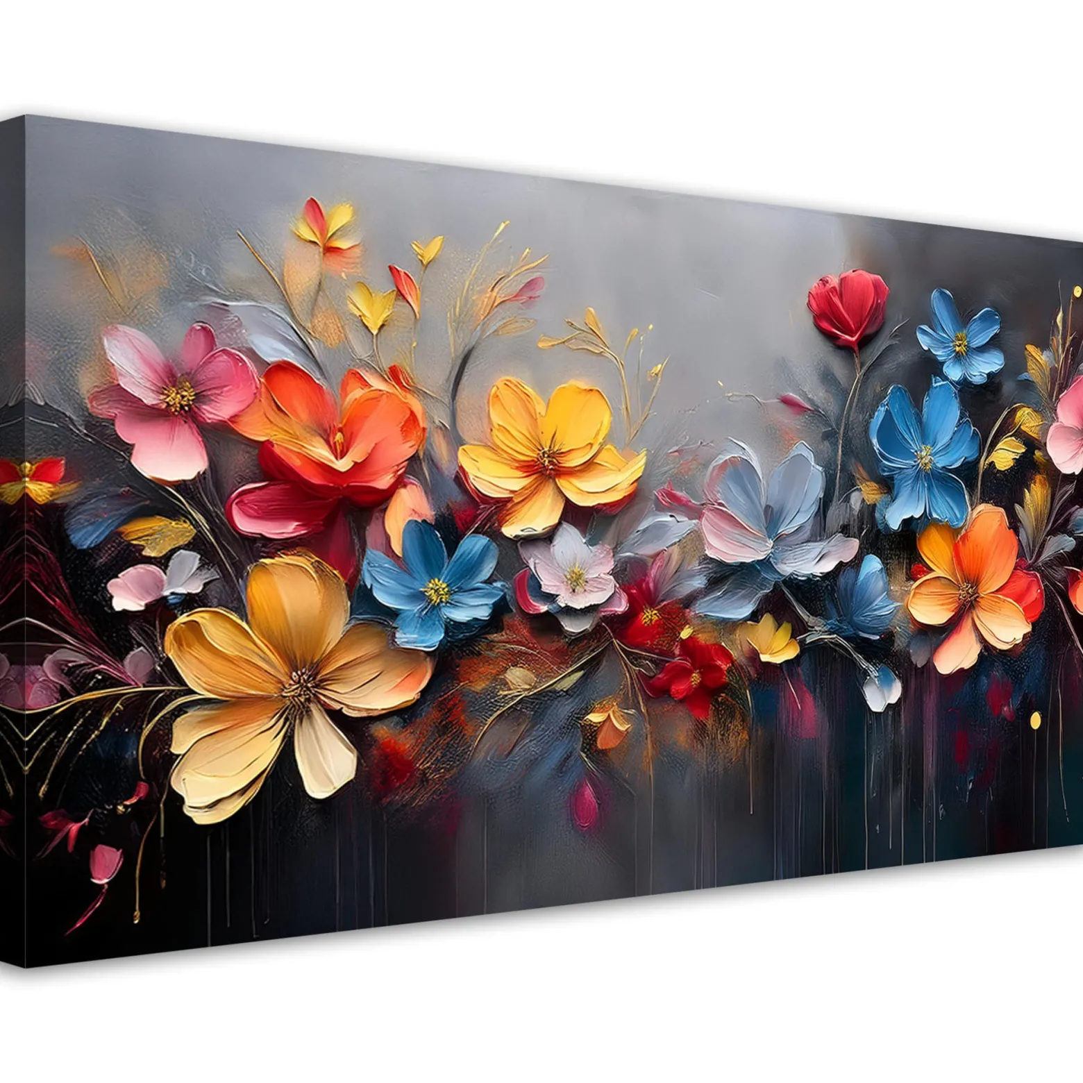 Feeby Obraz na płótnie, Malowana Kompozycja Kwiatów 120x60