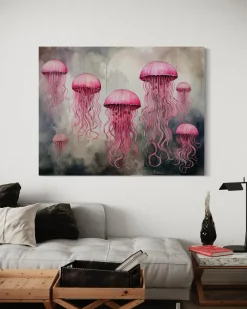Feeby Obraz na płótnie, Meduza Morska Różowa 60x40