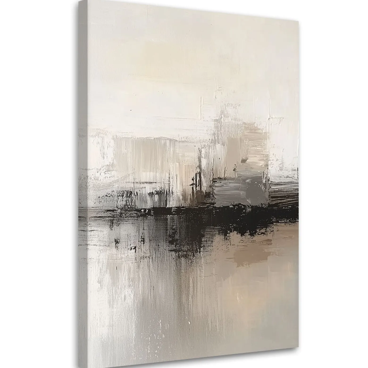 Feeby Obraz na płótnie, Nowoczesna Abstrakcja Szaro Beżowa 80x120