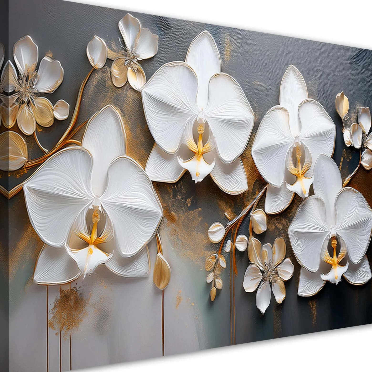 Feeby Obraz na płótnie, Orchidea Biały Kwiat Abstrakcja 60x40