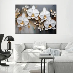 Feeby Obraz na płótnie, Orchidea Biały Kwiat Abstrakcja 60x40