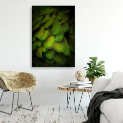 Feeby Obraz na płótnie Ozdobne zielone pióra 40x60