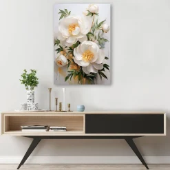 Feeby Obraz na płótnie, Piwonie Kwiaty Białe Natura 60x90