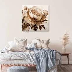 Feeby Obraz na płótnie, Piwonie Peonie Kwiaty w Beżu 30x30
