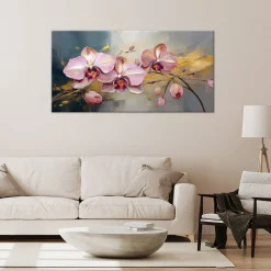 Feeby Obraz na płótnie, Różowe Storczyki Kwiaty Glamour 80x40