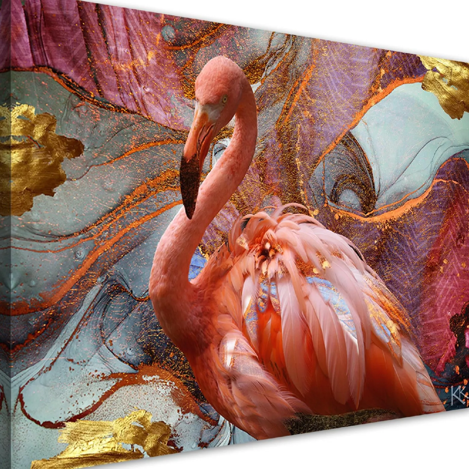Feeby Obraz na płótnie, Różowy flaming abstrakcja 60x40