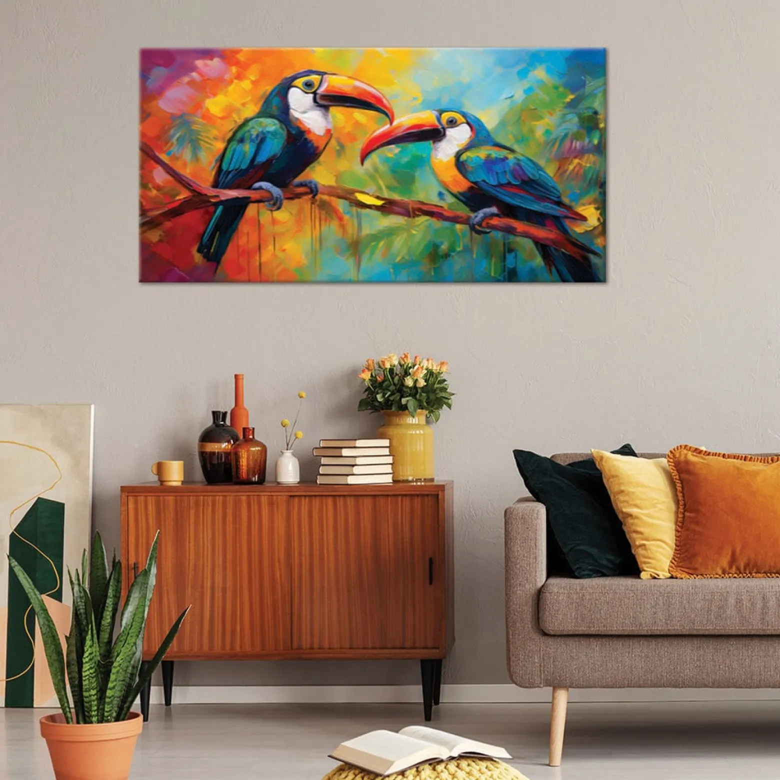 Feeby Obraz na płótnie, Tukan Kolorowe Ptaki Tropikalne 80x40