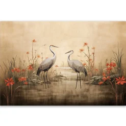 Feeby Obraz na płótnie, Żurawie nad jeziorem 60x40
