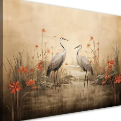 Feeby Obraz na płótnie, Żurawie nad jeziorem 60x40