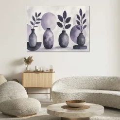 Feeby Obraz na płótnie, Wazony Liście Akwarela Fiolet 60x40