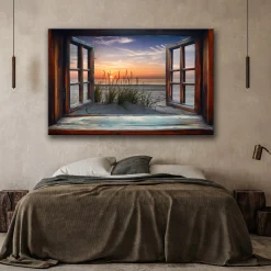 Feeby Obraz na płótnie, Widok z Okna Morze Plaża Natura 60x40