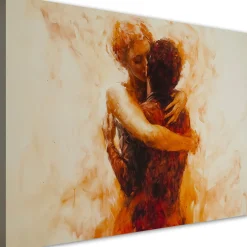 Feeby Obraz na płótnie, Zakochana Para Akt Abstrakcja Beżowy 60x40