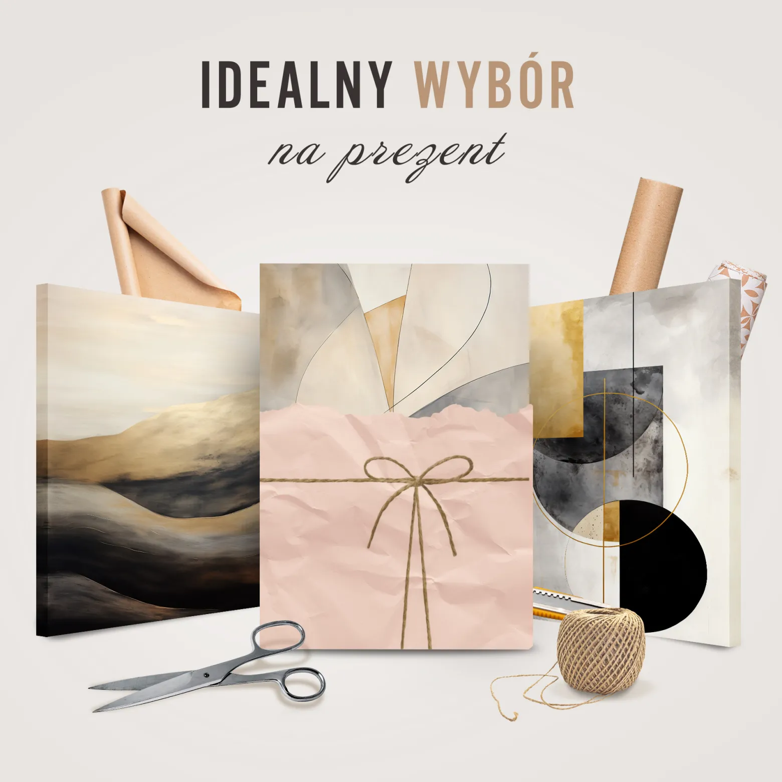 Feeby Obraz na płótnie, Zakochana Para na Beżowym Tle 40x60
