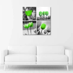 Feeby Obraz na płótnie Zielone tulipany kolaż 30x30