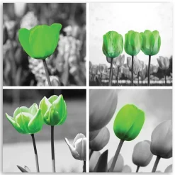 Feeby Obraz na płótnie Zielone tulipany kolaż 30x30