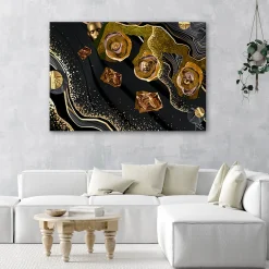 Feeby Obraz na płótnie, Złote twarze abstrakcja 60x40