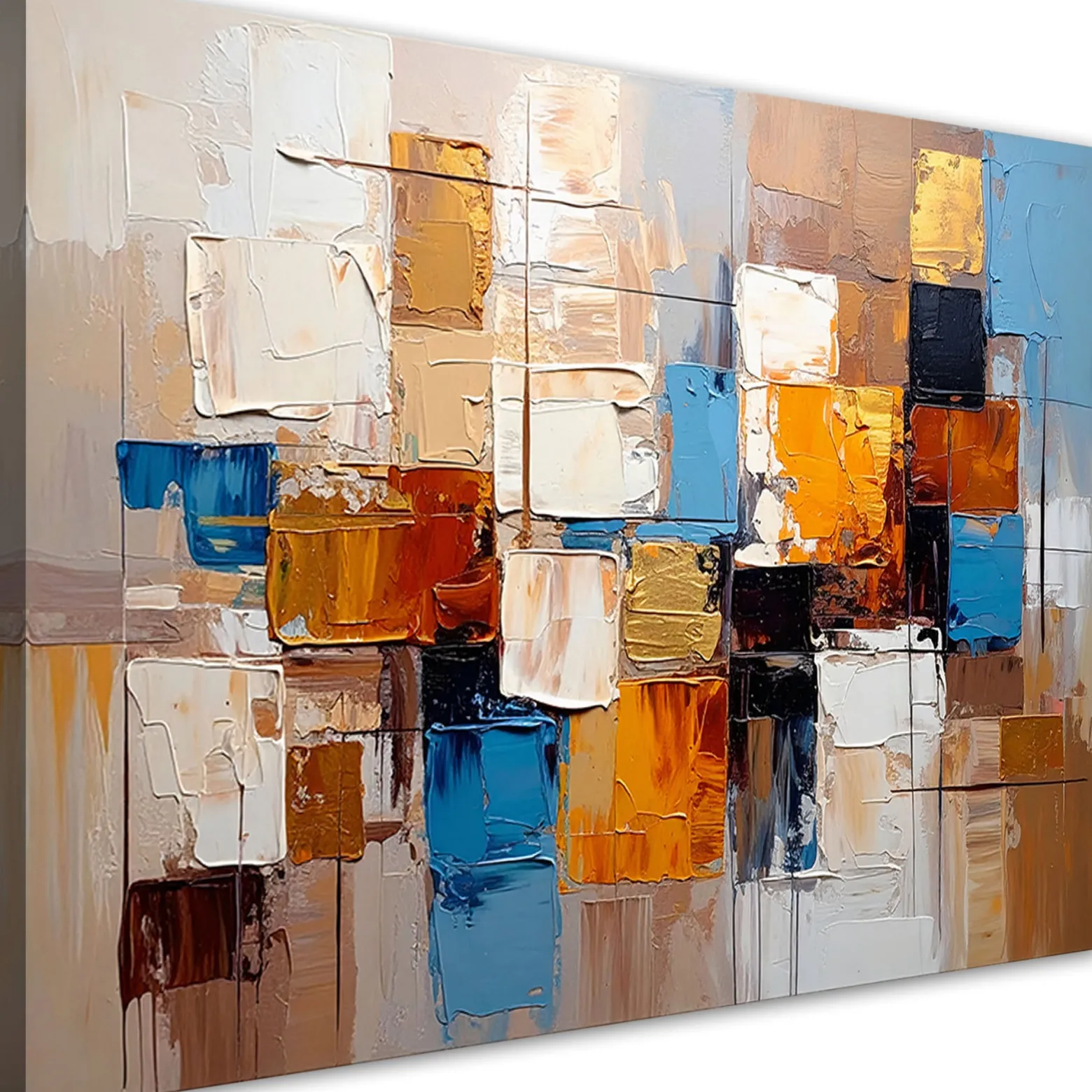 Feeby Obraz nowoczesny do salonu, Kolorowa Abstrakcja Kwadraty 60x40