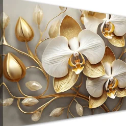 Feeby Obraz, Orchidea glamour złoty 60x40