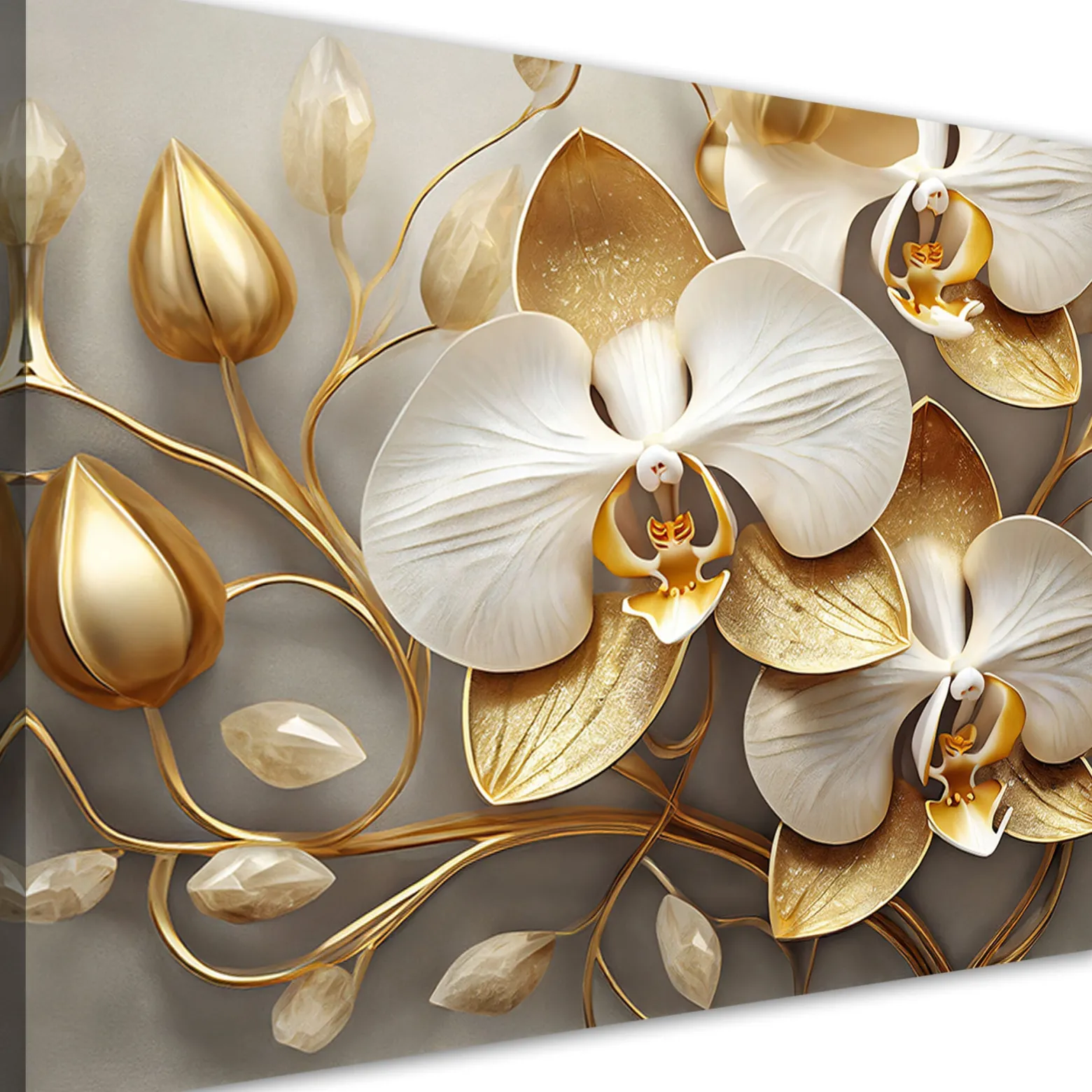 Feeby Obraz, Orchidea glamour złoty 60x40