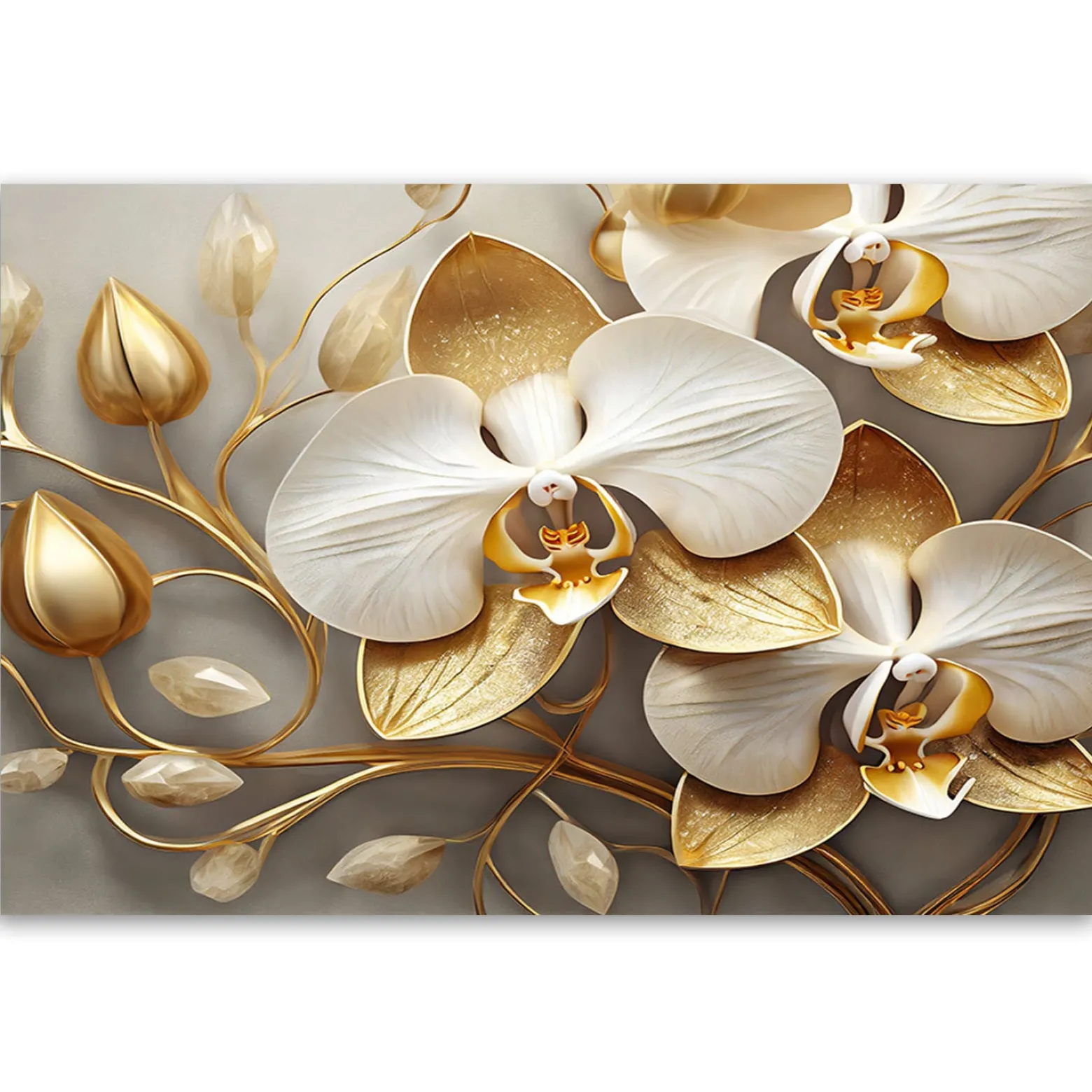 Feeby Obraz, Orchidea glamour złoty 60x40