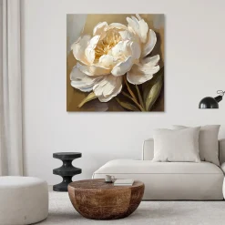 Feeby Obraz, Peonia kremowa jak ręcznie malowana 30x30