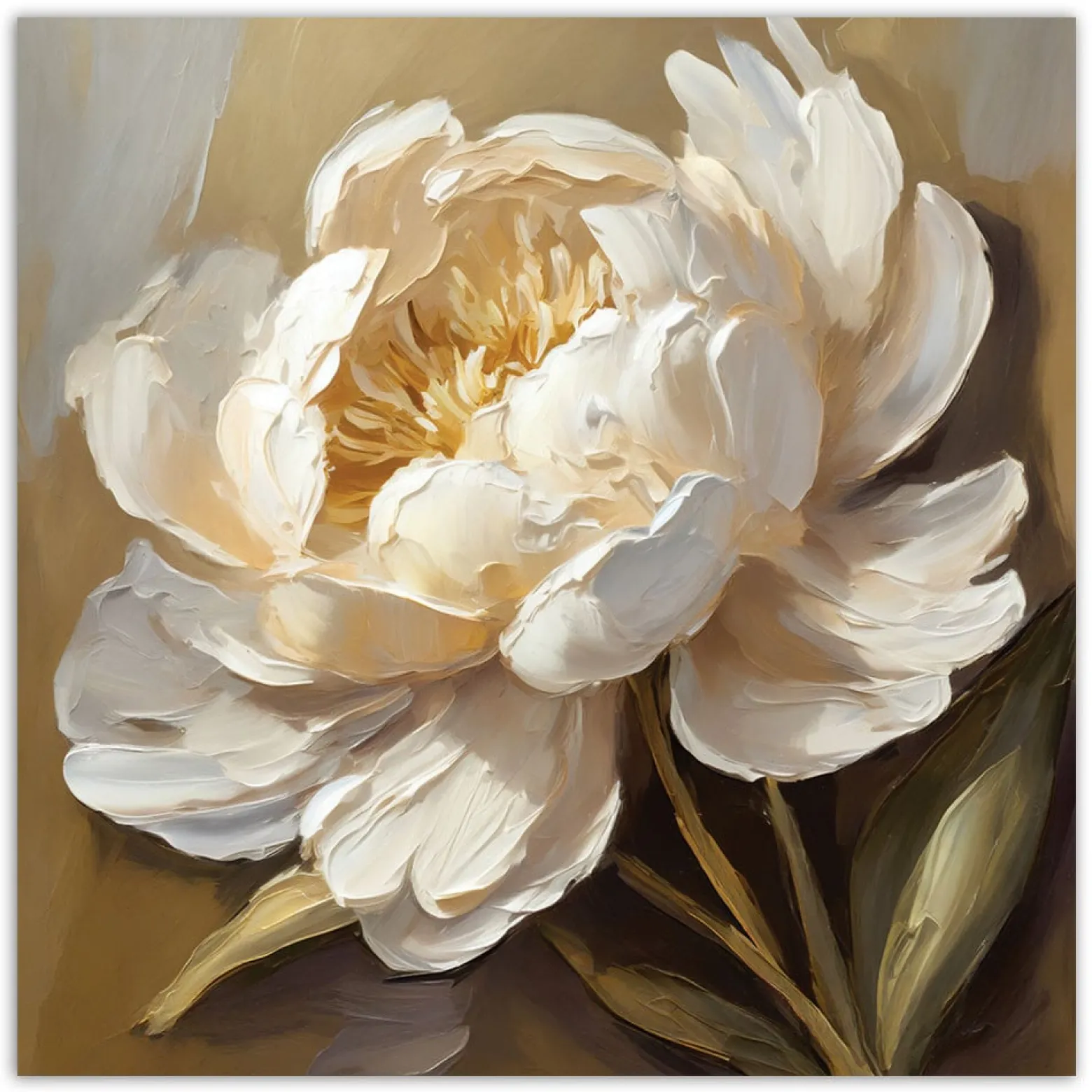 Feeby Obraz, Peonia kremowa jak ręcznie malowana 30x30
