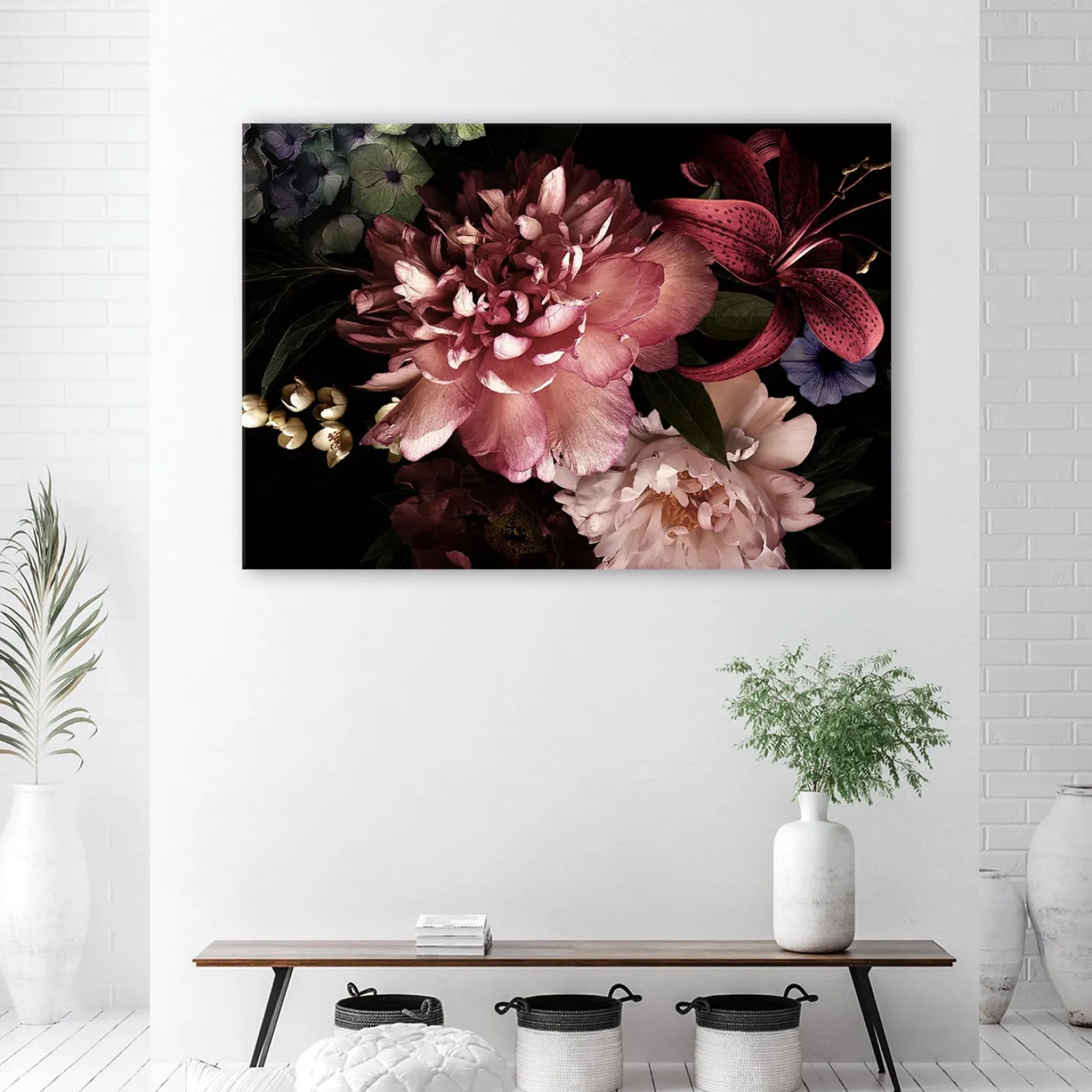 Feeby Obraz, Piwonie bukiet kwiatów różowy 60x40