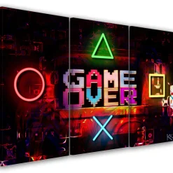 Feeby Obraz tryptyk na płótnie Napis Game Over dla gracza
