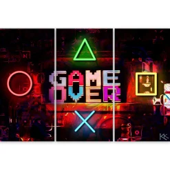 Feeby Obraz tryptyk na płótnie Napis Game Over dla gracza
