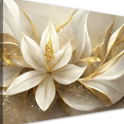 Feeby Obraz, Złote kwiaty glamour 3D 60x40