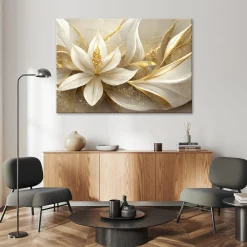 Feeby Obraz, Złote kwiaty glamour 3D 60x40