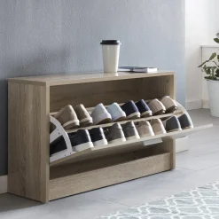 FineBuy Ławka na buty Płyta wiórowa brązowy