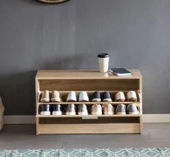 FineBuy Ławka na buty Płyta wiórowa brązowy
