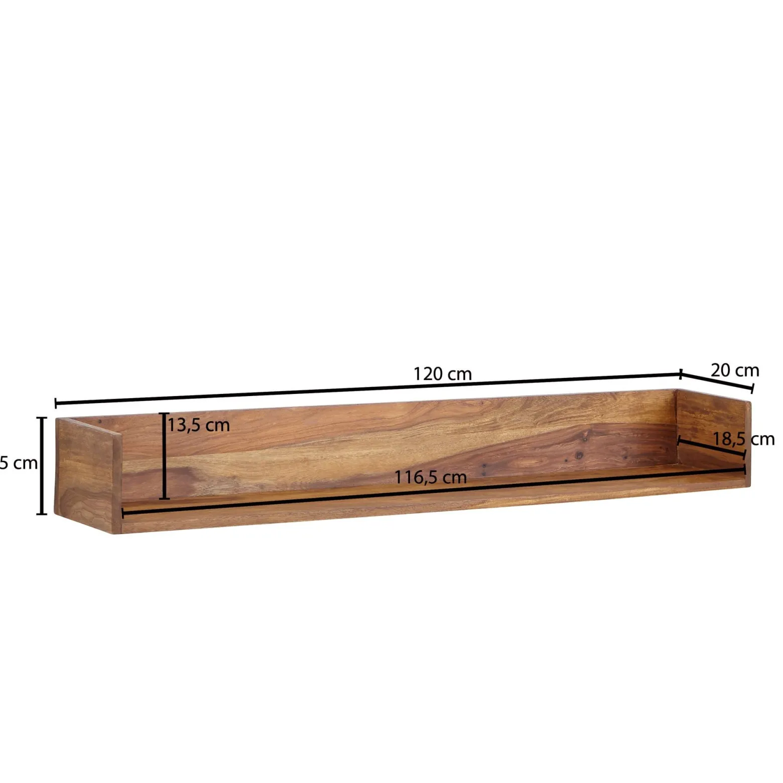 FineBuy Półka ścienna drewno brązowy 120 cm