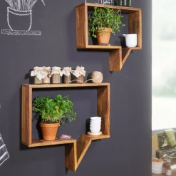 FineBuy Półka ścienna drewno brązowy 50 cm