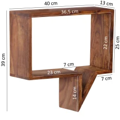 FineBuy Półka ścienna drewno brązowy 50 cm