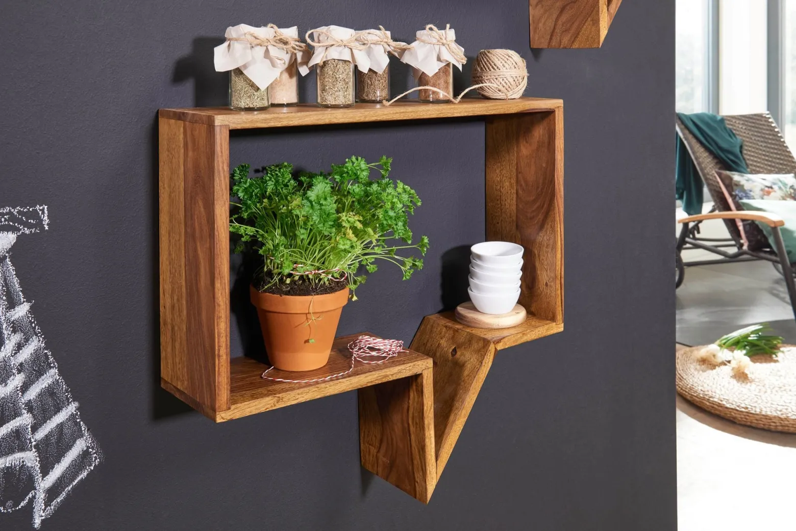FineBuy Półka ścienna drewno brązowy 50 cm