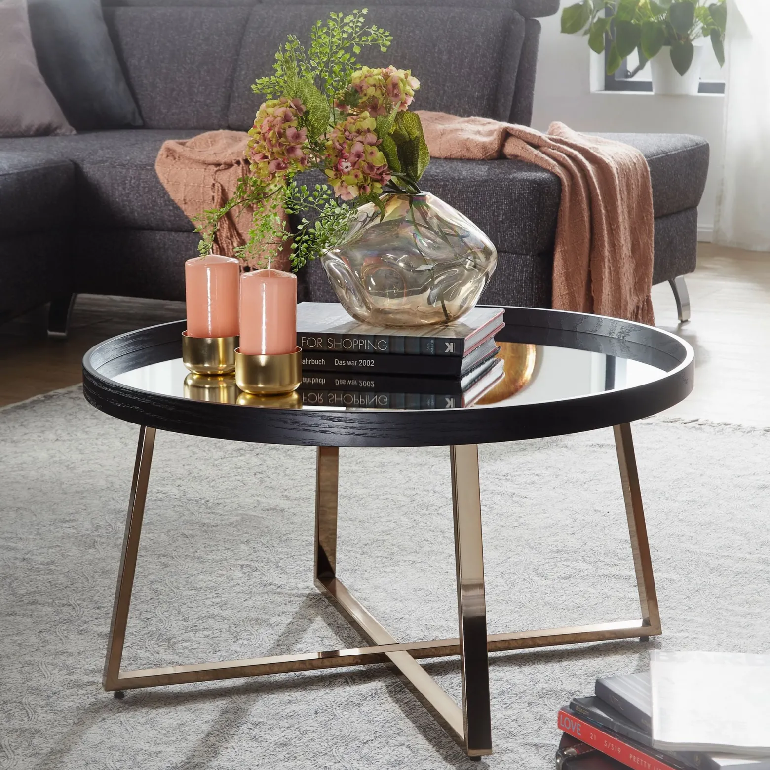 FineBuy Stolik kawowy metal czarny