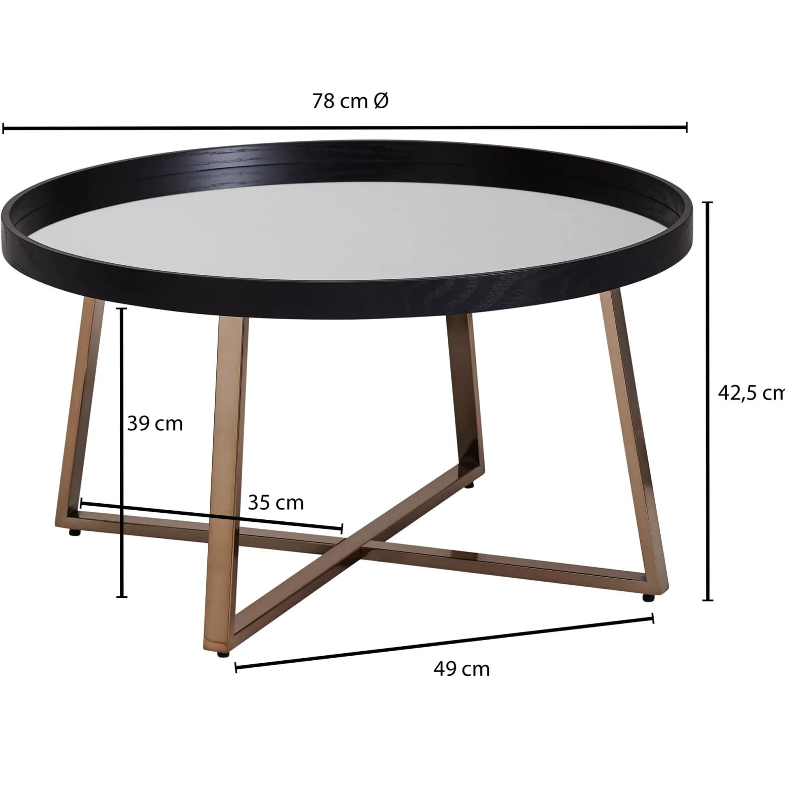 FineBuy Stolik kawowy metal czarny